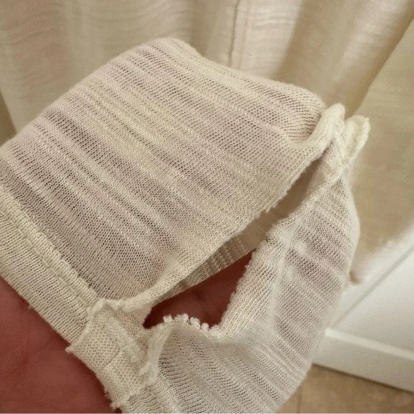 We the Free People size Large Cream Slub Knit Tunic Top Cotton Knit Thumbholes L - Picture 4 of 6